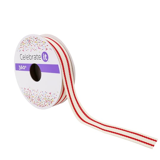 Michaels, 5/8" x 5yd. Ticking Striped Grosgrain Ribbon by Celebrate It™ – Category: Decorative Ribbon